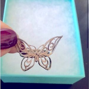 RARE TIFFANY & CO. LARGE STERLING BUTTERFLY RING SIZE 5 W/BOX & CARE CARD